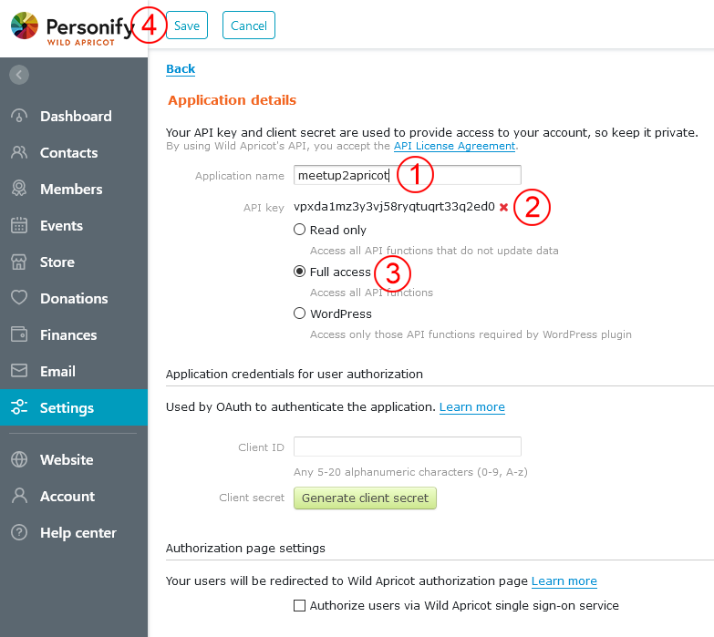 Screenshot showing the application details form