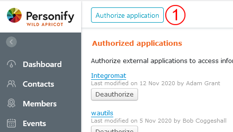 Screenshot showing the list of authorized applications